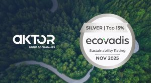 Ο Όμιλος AKTOR απέσπασε τη διάκριση “Silver Medal Award” από την EcoVadis